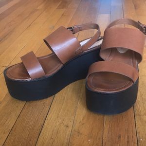 Brown flatform sandals